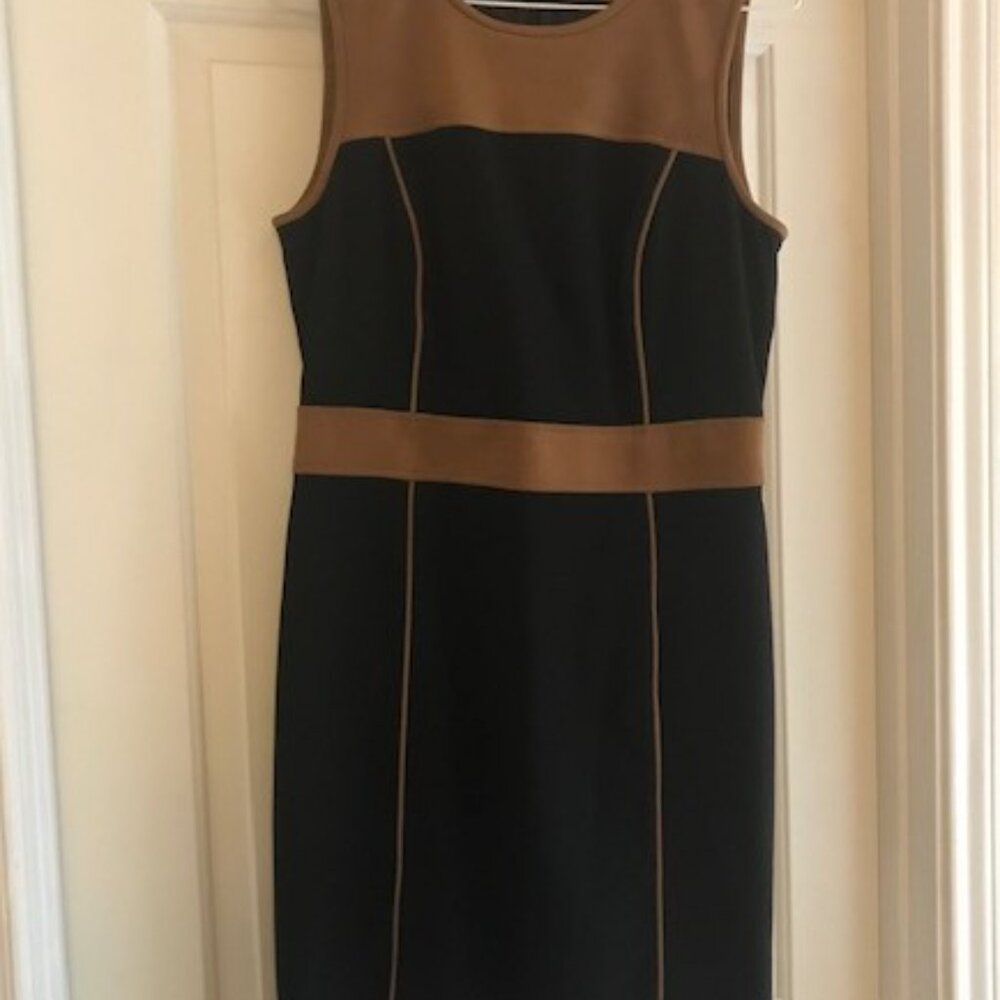 Calvin Klein Brown Suede with Black Material Sleeveless Women's Dress Size 8 - Picture 2 of 4